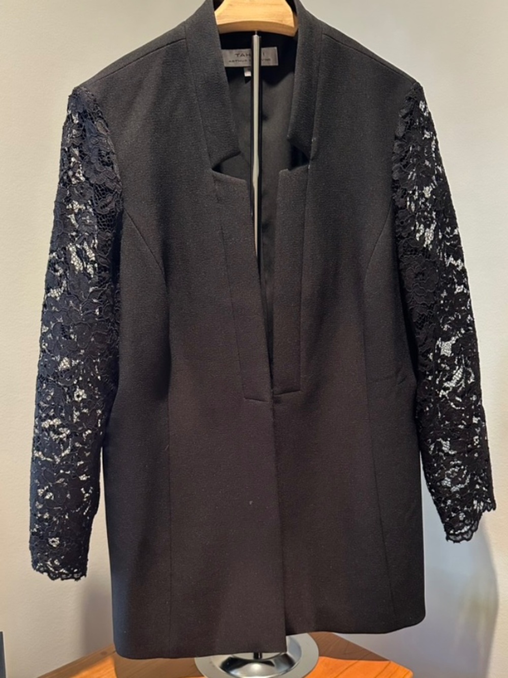 Tahari Black Blazer with Lace Sleeves SZ 16